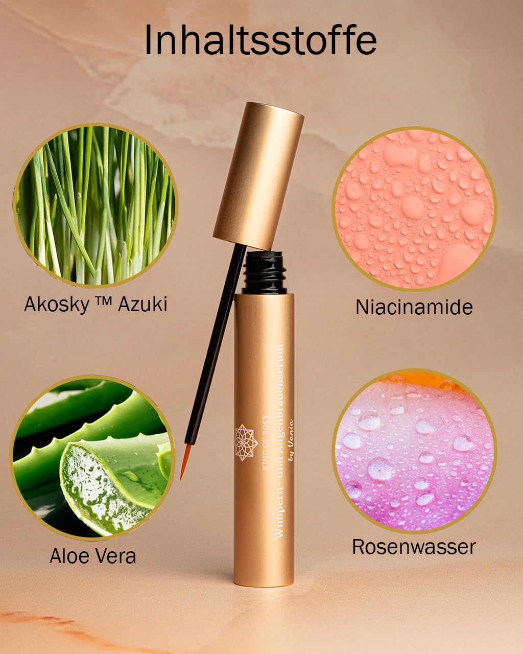 Wimpern- und Augenbrauenserum | Ohne Hormone, 100% natürlich, vegan, mit patentiertem Inhaltsstoff,