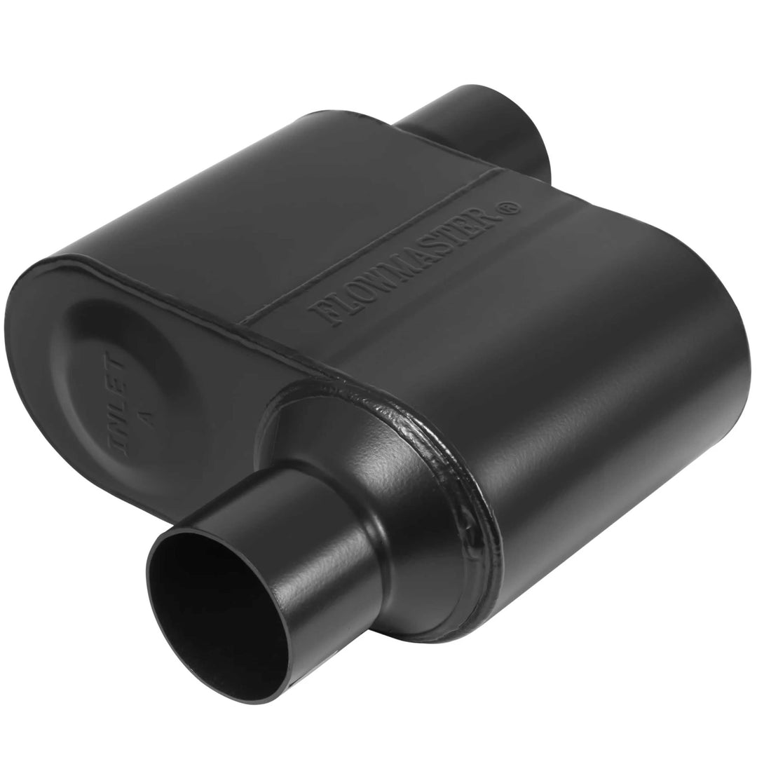 Flowmaster 842518 Super 10 Schalldämpfer 409S - 2,50 Offset IN / 2,50 Offset OUT - Aggressive Sound,