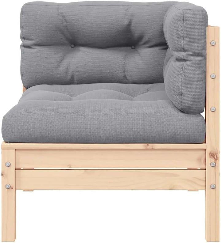 vidaXL Gartensofa 2-Sitzer, Gartenmöbel 2 Ecksofa mit Grauen Kissen, Modular Sofa Lounge Sitzgruppe