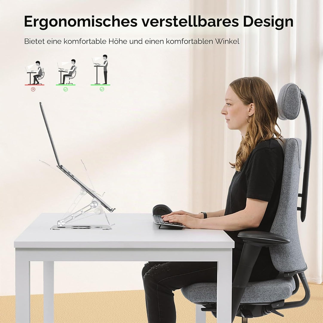 Lucrave Laptop Ständer für den Schreibtisch, 360 drehbarer, Verstellbarer Computerständer, Faltbarer