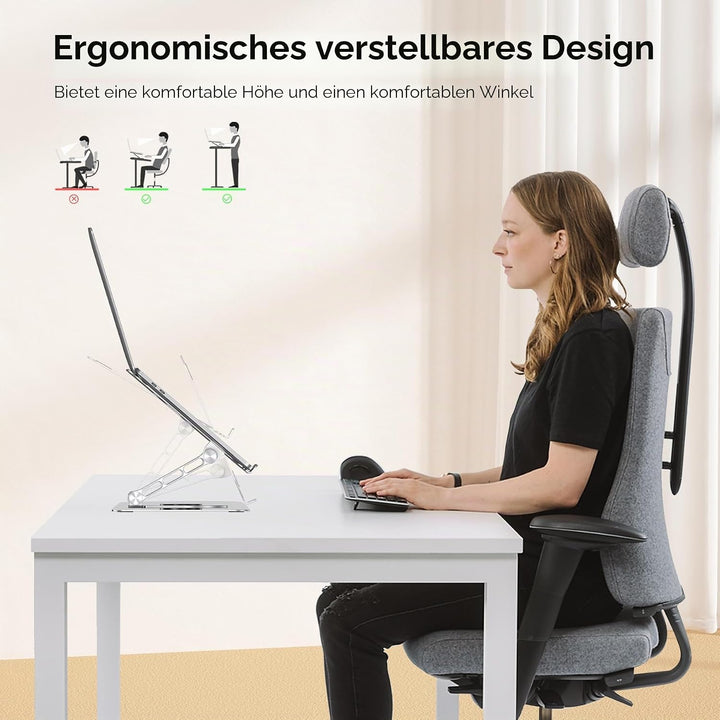 Lucrave Laptop Ständer für den Schreibtisch, 360 drehbarer, Verstellbarer Computerständer, Faltbarer