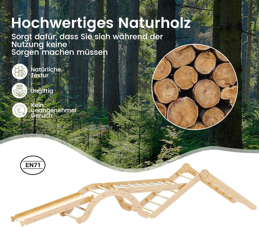 5-in-1 Indoor-Klettergerüst für Kleinkinder, Montessori-Klettergerüst-Set mit Kletterdreieck, Bogen,