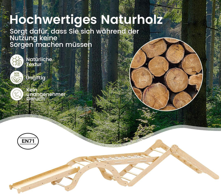 5-in-1 Indoor-Klettergerüst für Kleinkinder, Montessori-Klettergerüst-Set mit Kletterdreieck, Bogen,