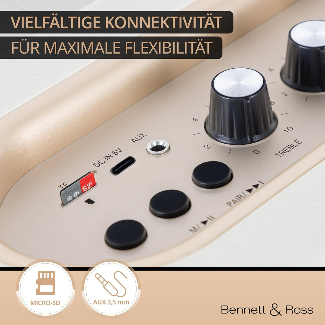 Bennett & Ross BB-820CW Blackmore Junior Version 2020 - Retro Bluetooth Lautsprecher in Lederoptik m