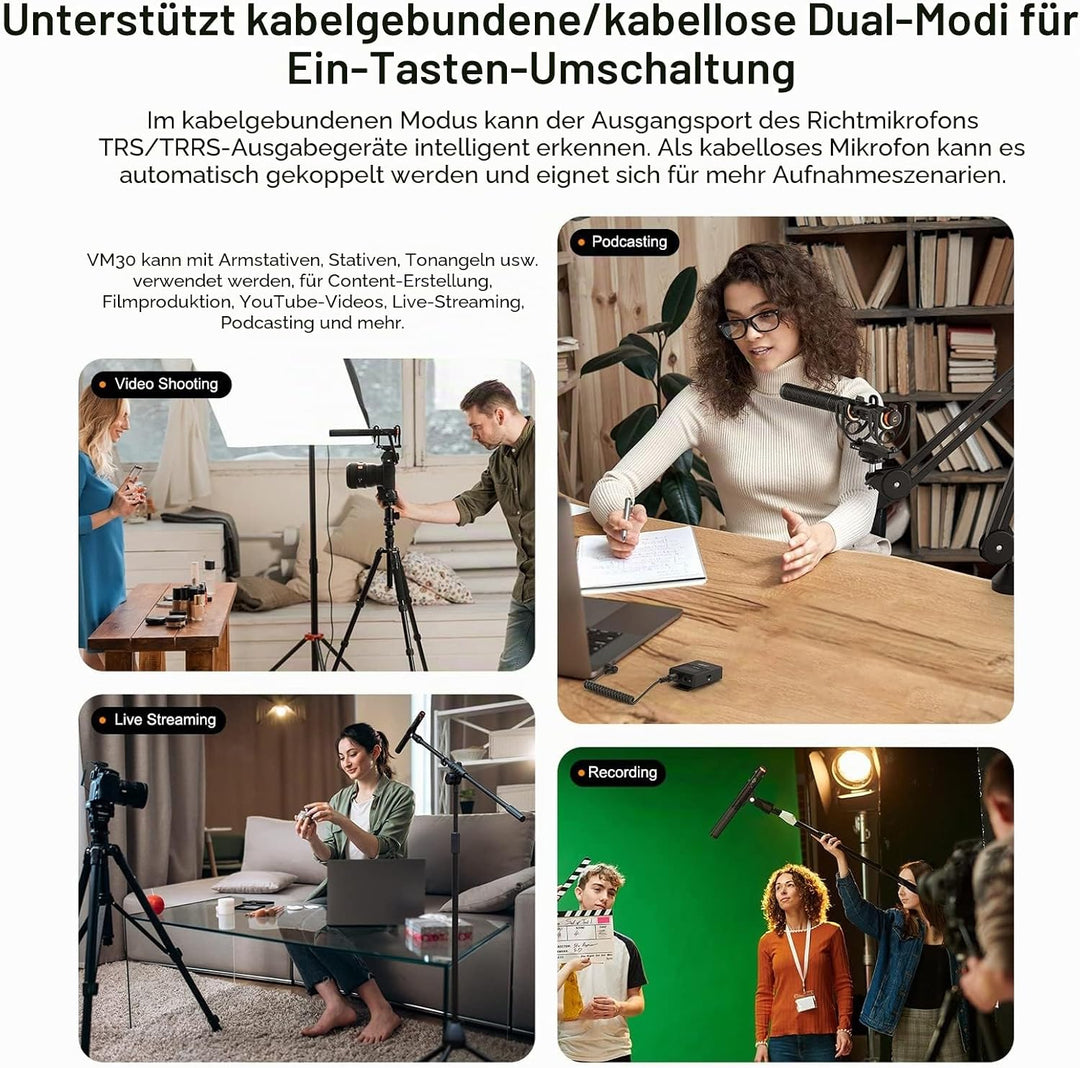 COMICA CVM-VM30 2,4 G Super-Nieren-Kondensator-Funkmikrofon für Kamera, Smartphone und PC mit 75/150