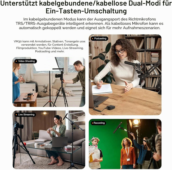 COMICA CVM-VM30 2,4 G Super-Nieren-Kondensator-Funkmikrofon für Kamera, Smartphone und PC mit 75/150