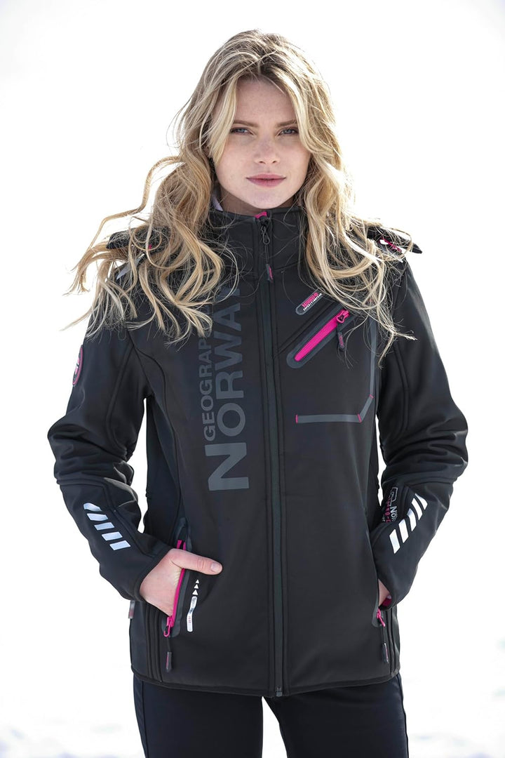 Geographical Norway Damen Jacke Softshell L Schwarz / Schwarz, L Schwarz / Schwarz