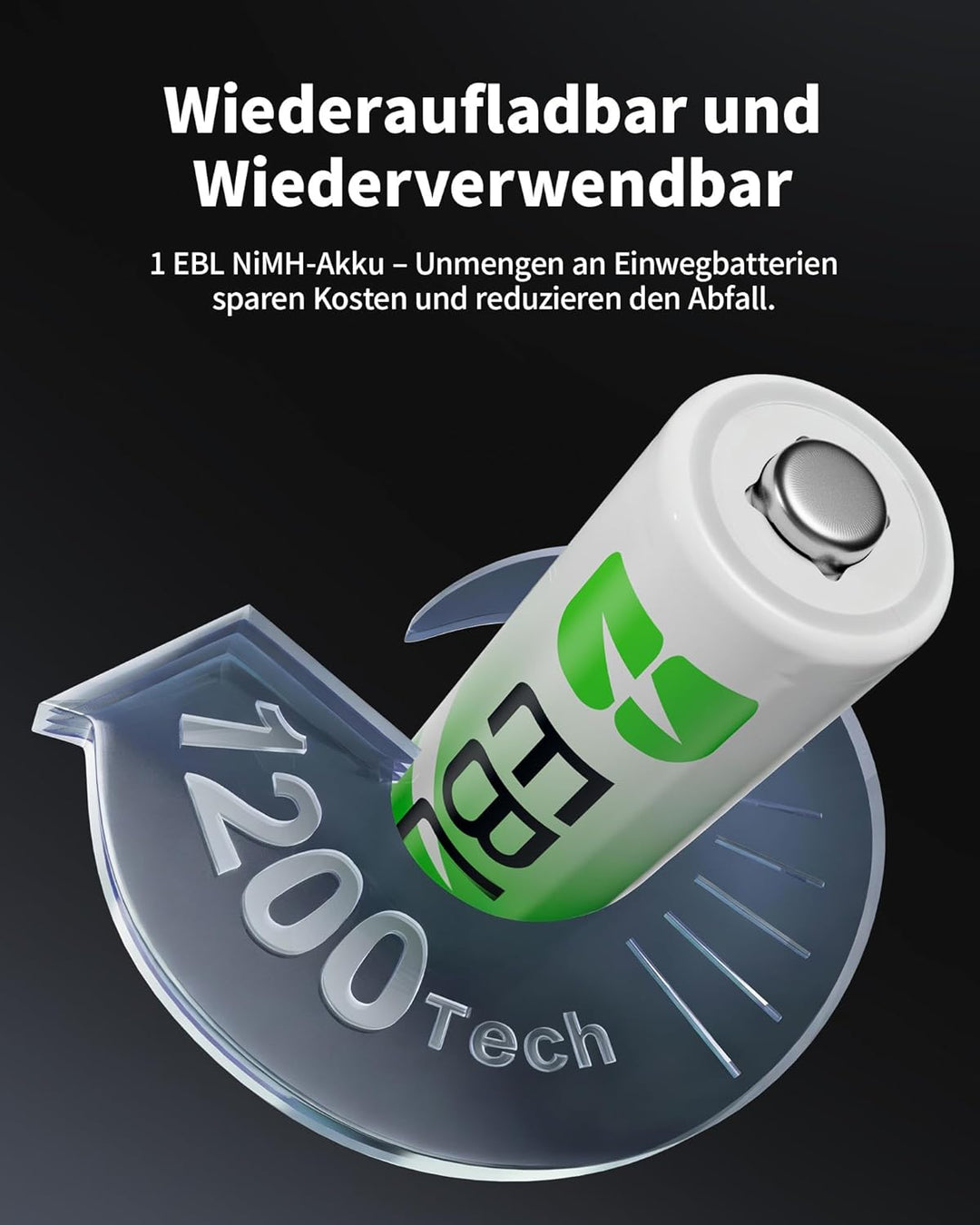 EBL Akku Ladegerät inkl. 4*AA 2800mAh und 4*AAA 1100mAh Schnell Batterie ladegerät-für AA AAA C D NI