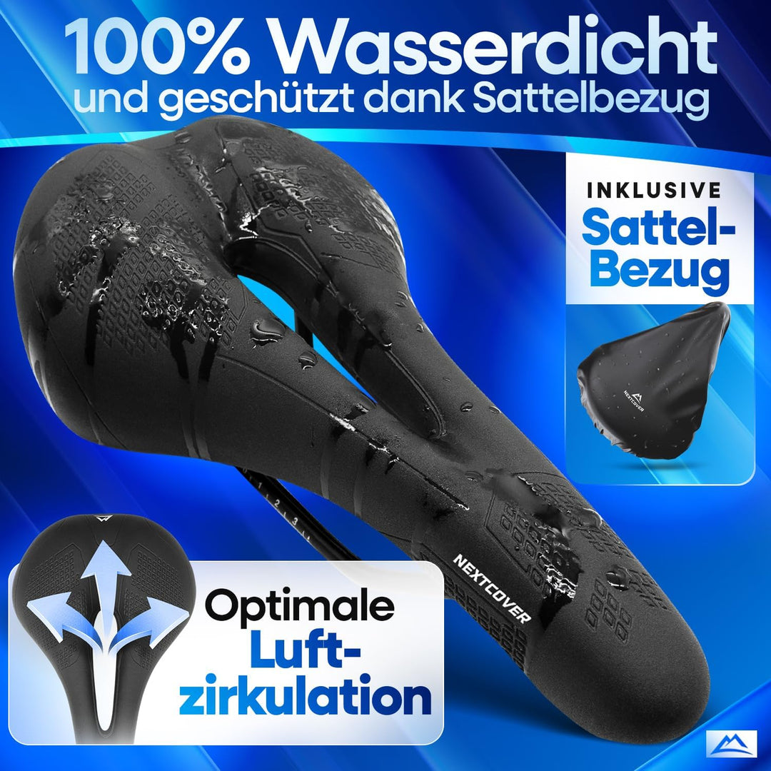 NEXTCOVER® Fahrradsattel mit Memory-Foam 2.0 und [Volume-Air] Federung I maximaler Fahrkomfort I erg