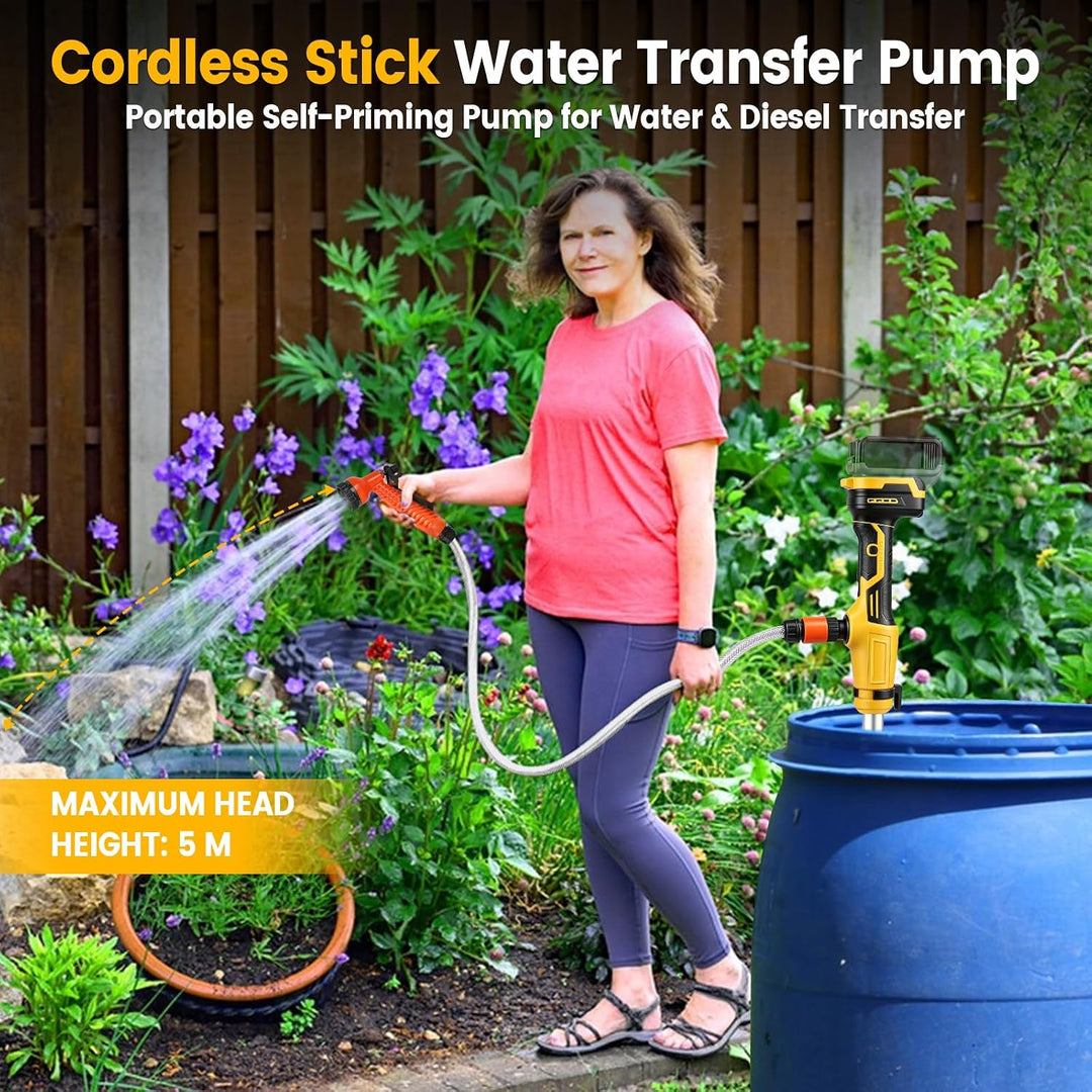 Kabellose Stick-Wasser-Transferpumpe für Dewalt 18/20 V, tragbare Tauchpumpe, 2736 l/h &amp; 5 m Hebebüh