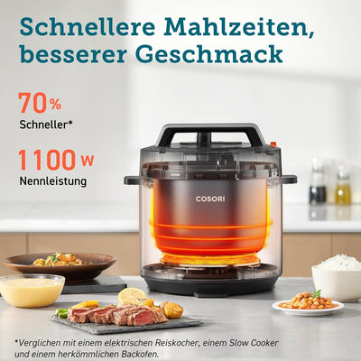 COSORI Schnellkochtopf, 9-in-1, Multikocher mit 14 Funktionen, 5,7 L Pressure Cooker, Reiskocher, Da