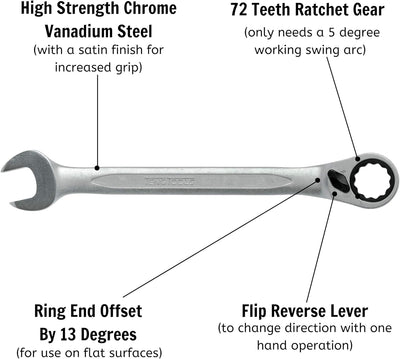 Teng - 600513R Ratchet Maulschlüssel 13mm - TEN600513R, 13mm