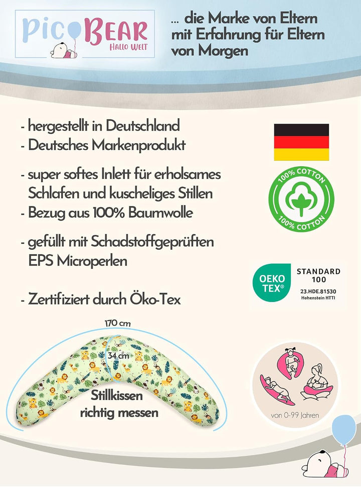 pic Bear Deutschland Stillkissen XL 170cm - Schwangerschaft Kissen - Seitenschläferkissen und Lageru