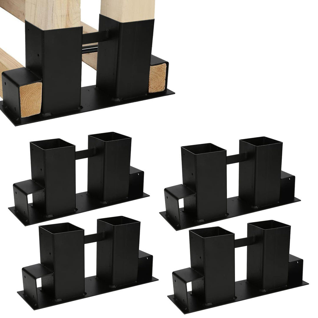 Yakimz 4er Set Holzstapelhilfe, Stabile Brennholz-Stapelhilfe, Schwarz Holzstapelhalter Kaminholzhal