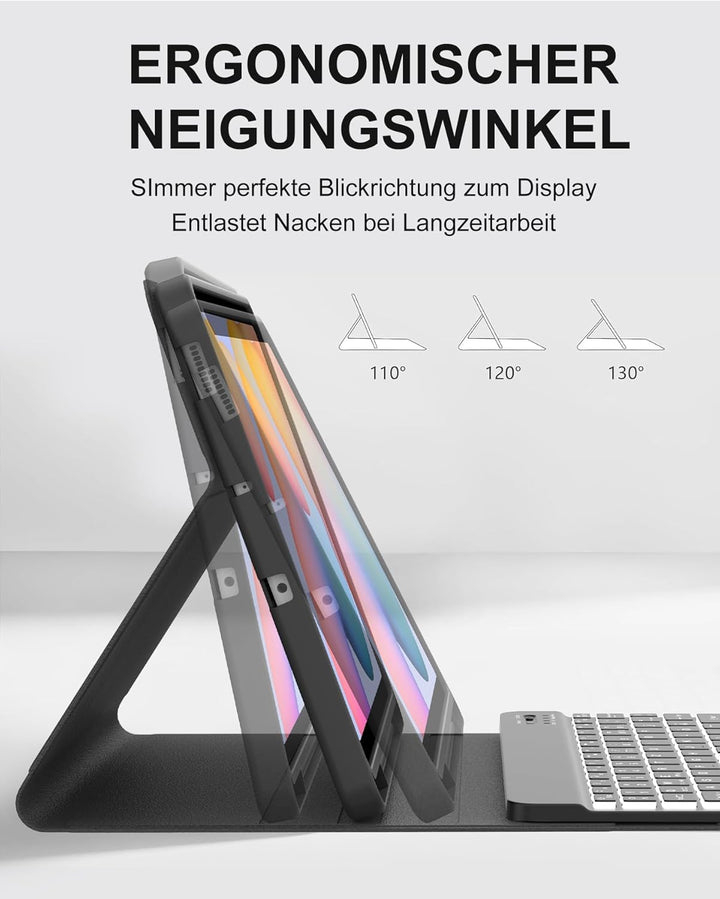 Hülle mit 7-Farben Beleuchteter Deutscher Tastatur für Samsung Galaxy Tab S6 Lite (2020/2022/2024) 1