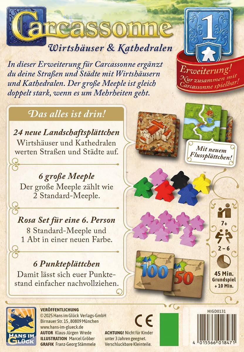 Hans im Glück Carcassonne – Wirtshäuser und Kathedralen (Auflage 2025), 1. Erweiterung, Familienspie