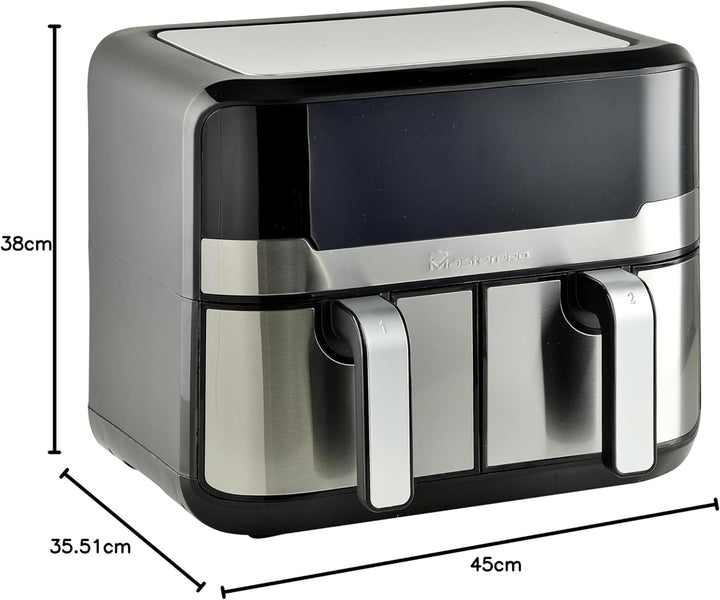 MasterPRO Rocket Duo 900 | Hot Air Fryer Double | Black | 9L Capacity and 2100W Power | LED Touch Sc