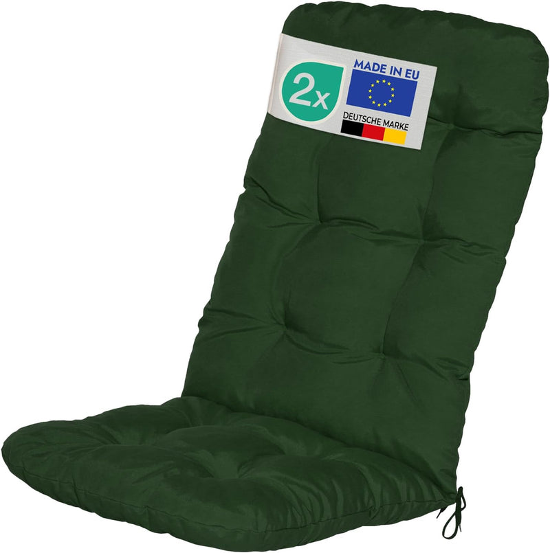 Beautissu 2er Set Hochlehner Auflagen 120x50x8cm - Sitzpolster Set für Gartenstühle Outdoor Stuhlkis