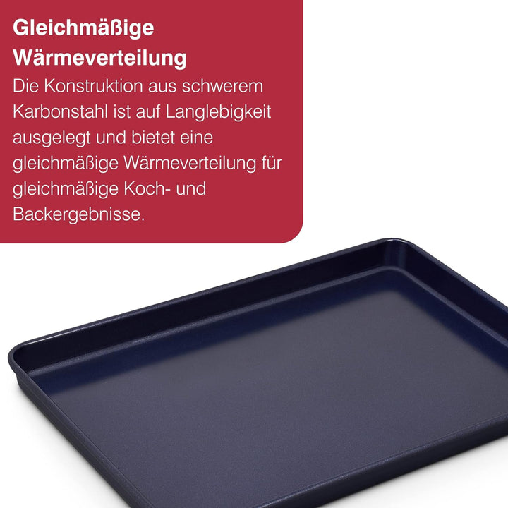 Zyliss E980191 Backblech, Antihaftbeschichtung, Carbonstahl, Dunkelblau, Backform/Backformen/Braten,