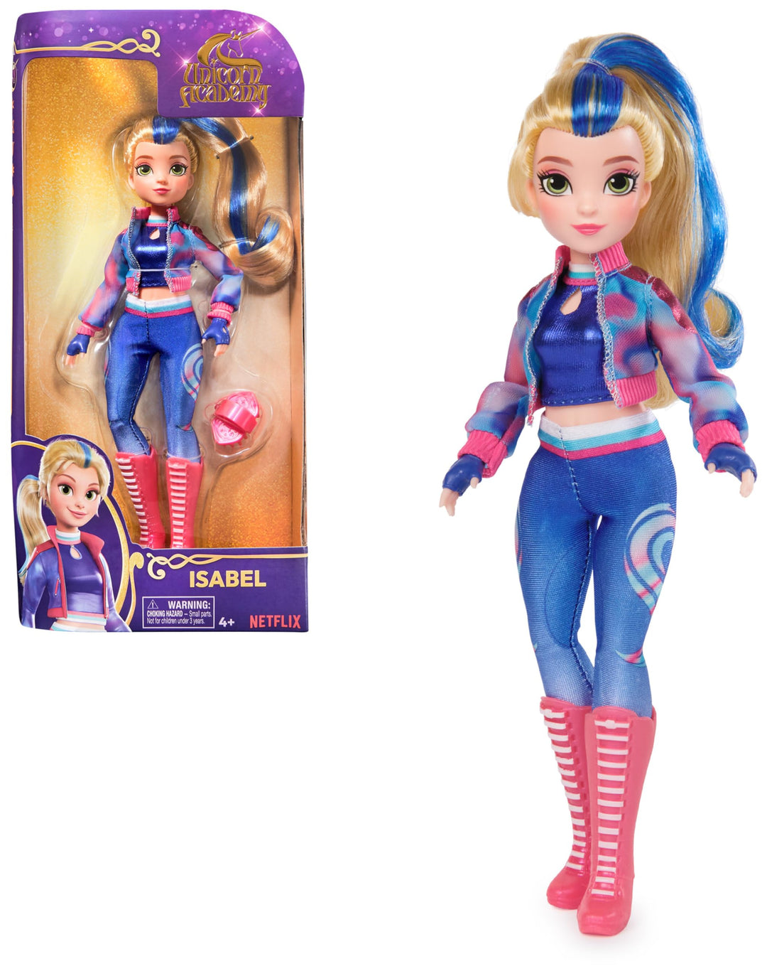 Unicorn Academy Ankleidepuppe Isabel - die Originalpuppe zur beliebten Netflix-Serie, 24 cm gross un