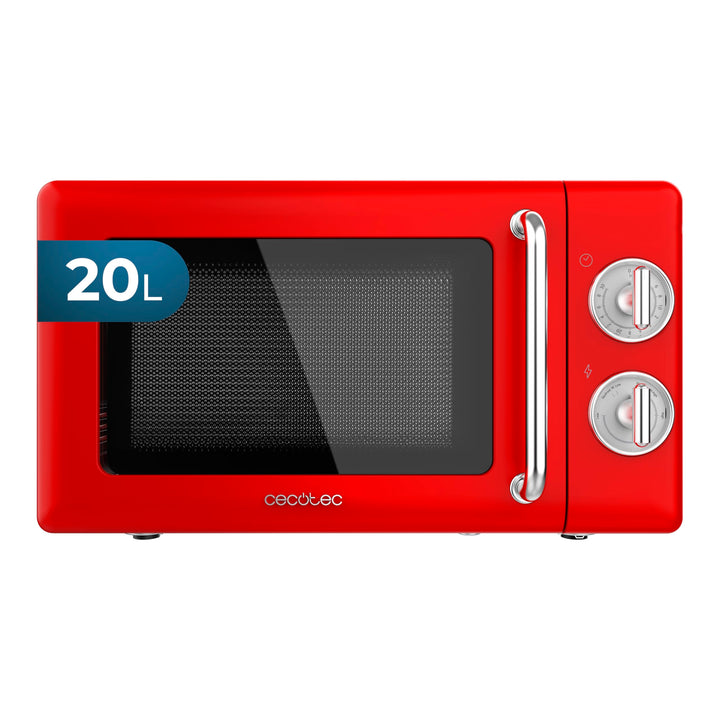 Cecotec Mechanische Mikrowelle Proclean 3010 Retro Red, 20L, 700W, 6 Stufen, Einstellen der Zeit 30