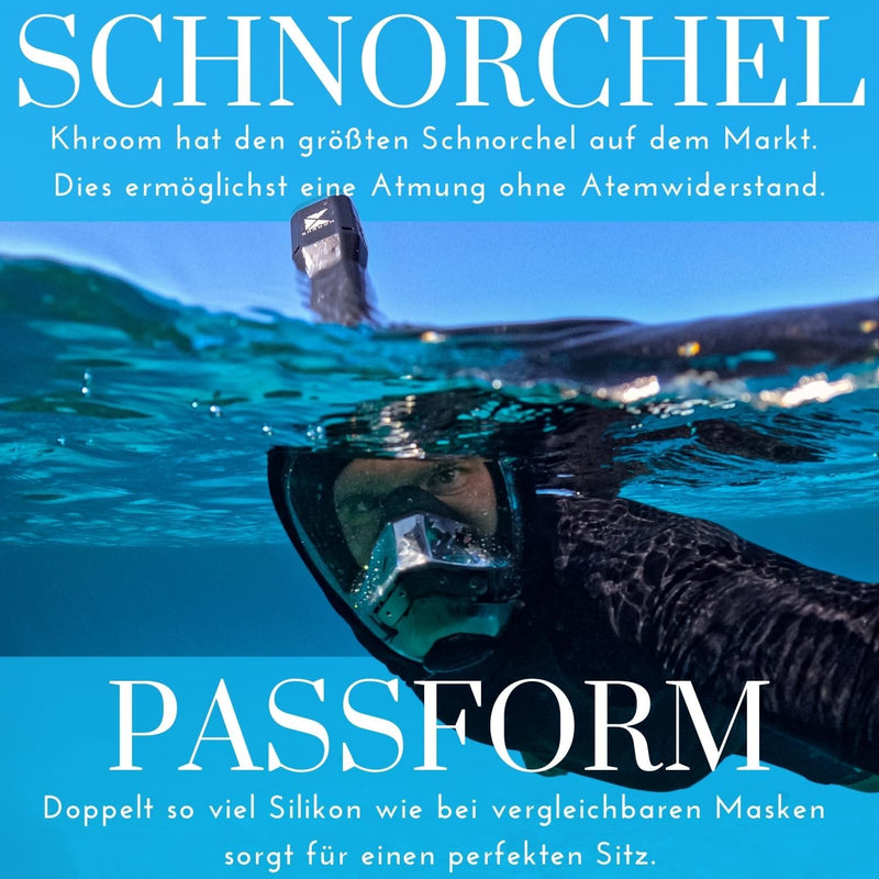 Khroom Schnorchelmaske Erwachsene Seaview Pro | Unsere Beste Tauchermaske | CO2 sichere Vollmaske zu