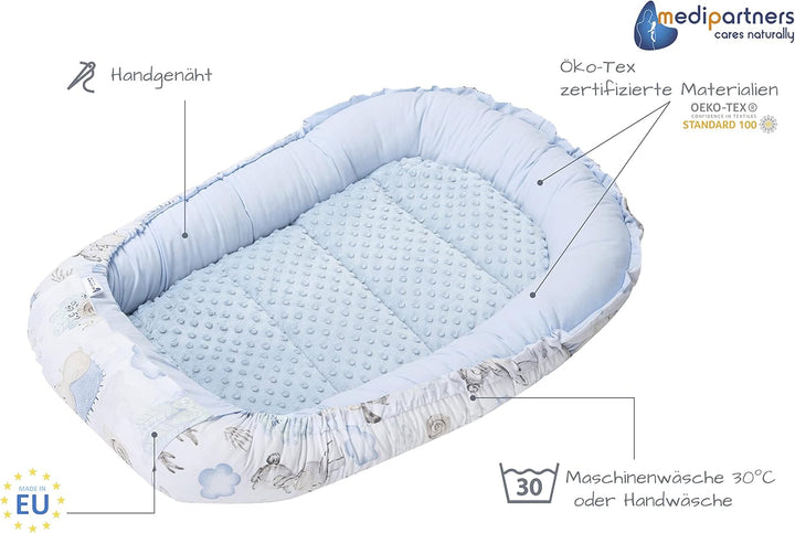 Medi Partners Babynest Kuschelnest Babynestchen 100% Baumwolle Nestchen Reisebett für Babys Säugling