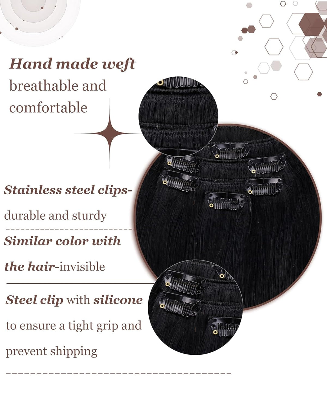 Hetto Clip in Extensions Echthaar Schwarz Extensions Clip in Echthaar Remy Clip in Haarverlangerung