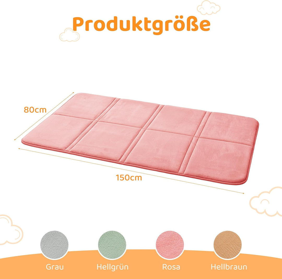 BYBYME 3cm Dicke Faltbare Krabbelmatte Baby, 80x150cm Spielmatte mit Rutschfester Unterseite, Weiche