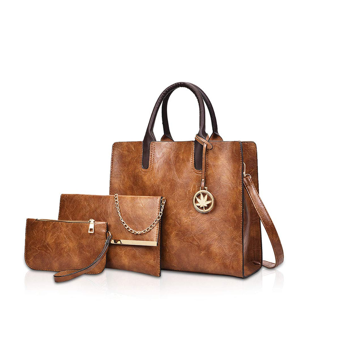 NICOLE & DORIS Damen handtaschen 3 Stück Leder handtasche für Damen aus Leder Totes + Crossbody + Ge