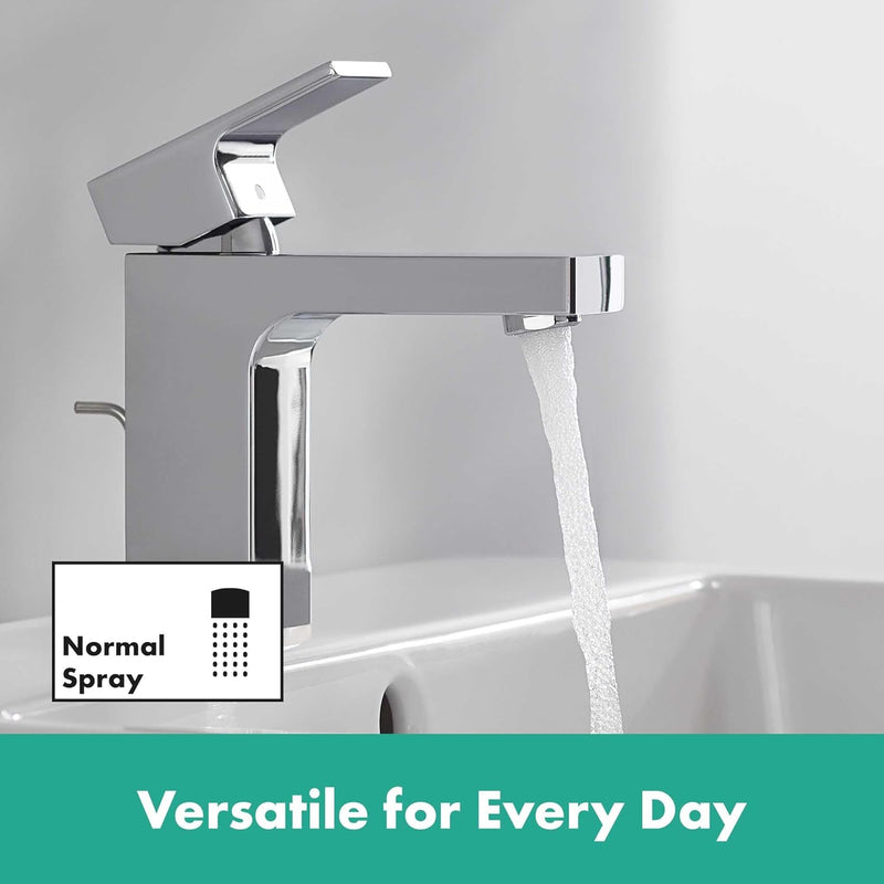 hansgrohe Waschtischarmatur Vernis Shape, Wasserhahn Bad mit Auslauf Höhe 100 mm, mit Zugstange, Bad