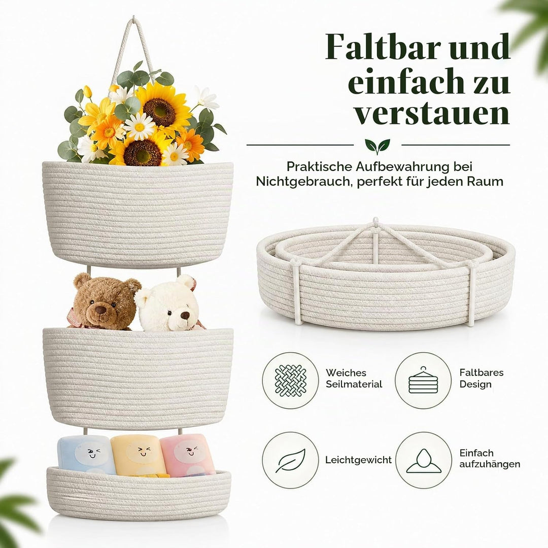 STATVAST 2 Stück Hängeorganizer Organizer Wand, weiss Premium Leinen Organizer mit 3 stufiger Hängek