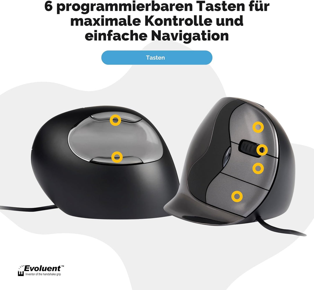 Evoluent VerticalMouse D s, VMDS, Schwarz, Silber, Grau s Mit Kabel Single, s Mit Kabel Single
