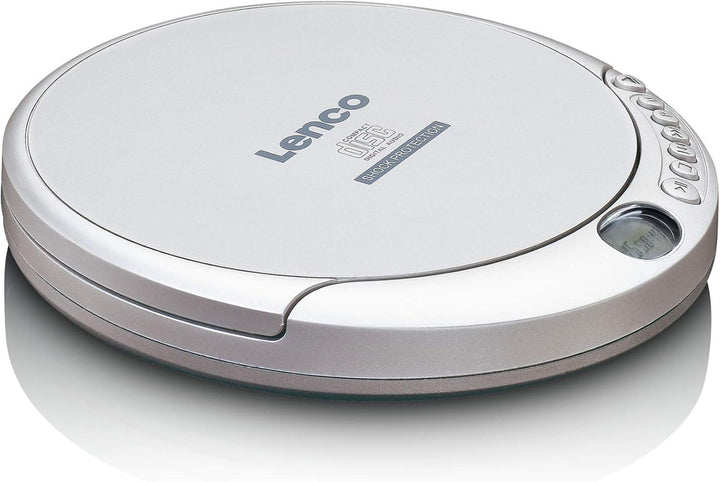 Lenco CD-201 - Tragbarer CD-Player Walkman - Diskman - Mit Kopfhörern und Mikro USB Ladekabel - Silb