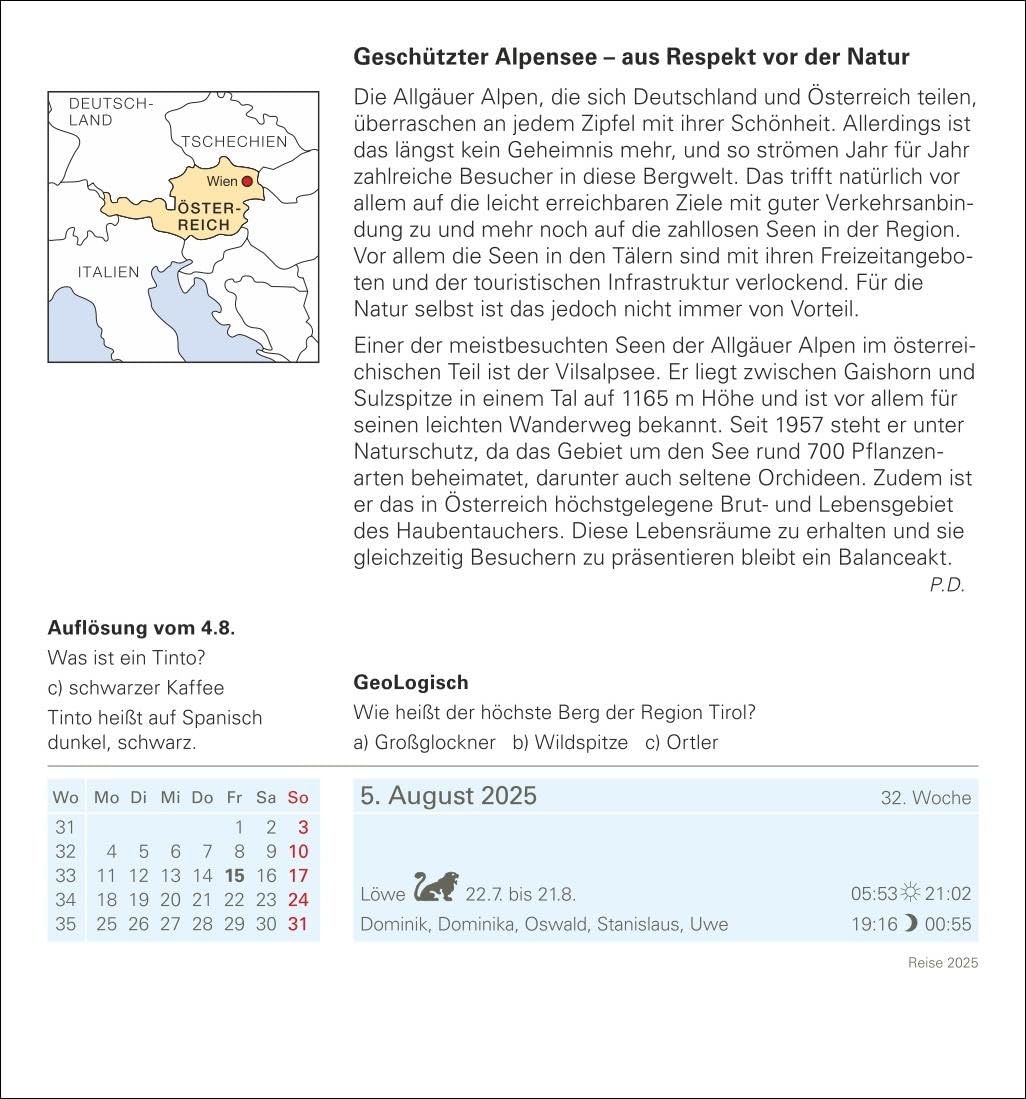 Reise Tagesabreisskalender 2025 - Kulturkalender - Städte, Menschen, Landschaften: Kalender für jede