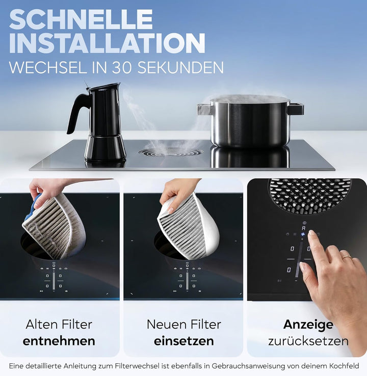 KF3TEC® Aktivkohlefilter (1 Filter) für Bora Pure PUAKF, für Ihr Umluftkochfeld PURU oder