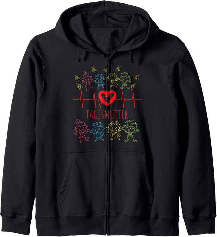 Süsses Tagesmutter Geschenk Herzschlag Kinder Erzieherin Kapuzenjacke