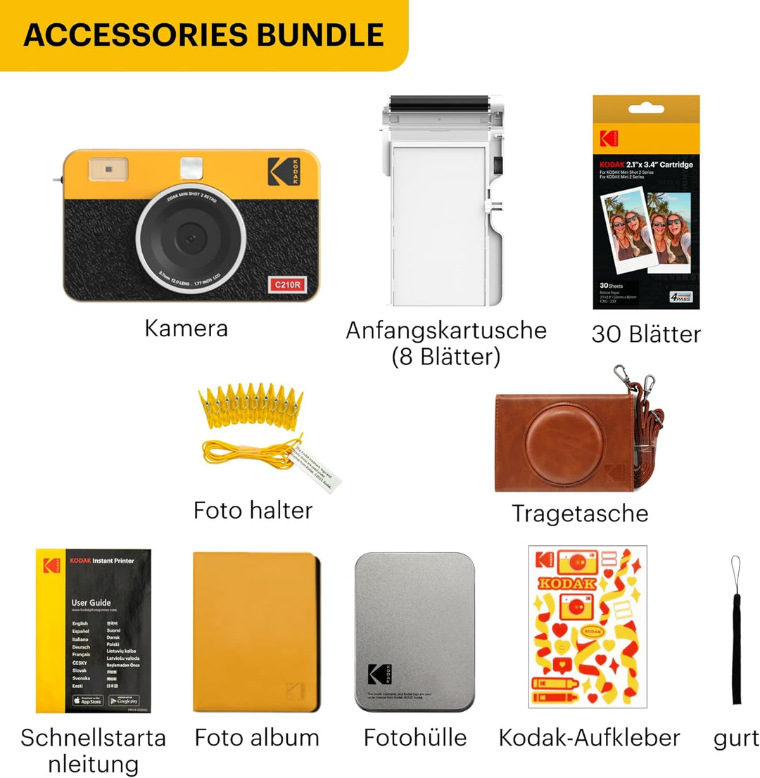 Kodak Mini Shot 2 Retro 4PASS Sofortkamera und trag printer 2-in-1, 5,3×8,6 Zentimeter Sofortdrucke,