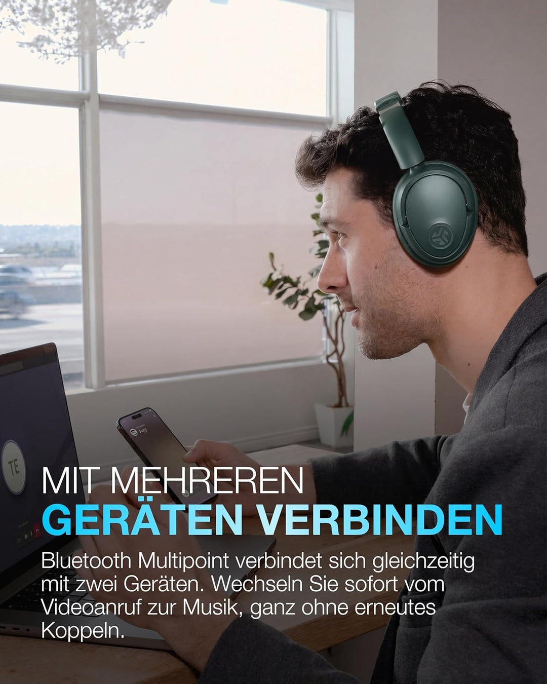 JLab JBuds LUX ANC Smart Noise Cancelling Over Ear Kopfhörer Bluetooth kabellos mit Mikrofon und akt