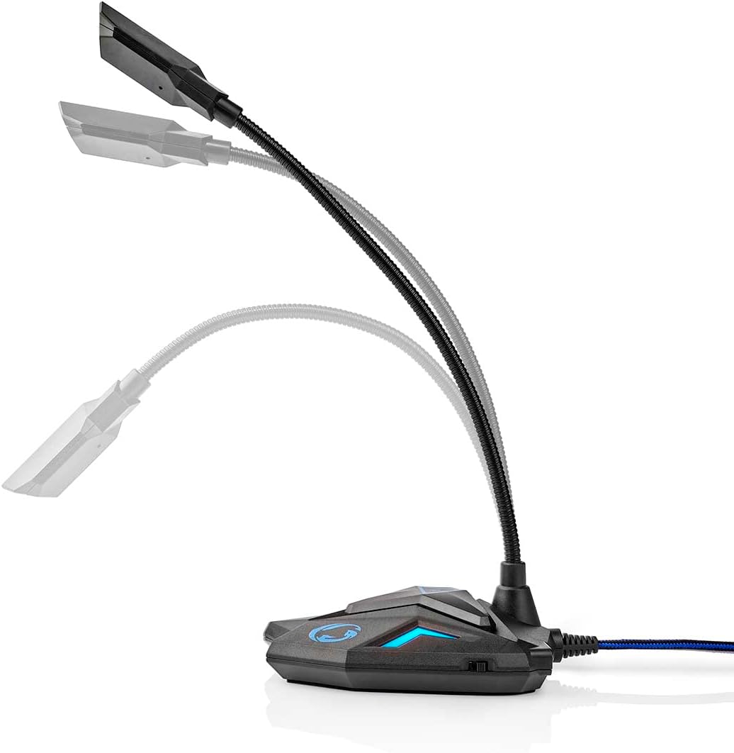 Nedis Desktop-Gaming-Mikrofon - 3,5-mm-Stereo-Audio-Stecker - USB - Schwanenhals - Stummschalttaste
