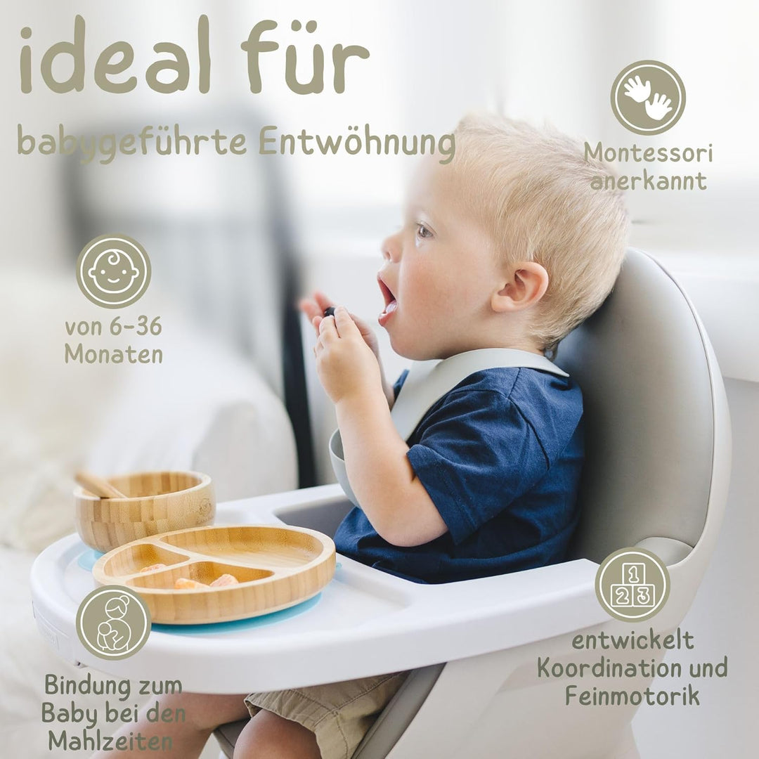Bubba Bear Kindergeschirr-Set | Kinderteller mit Saugnapf | Geschirrset für Kleinkinder | Unterteilt
