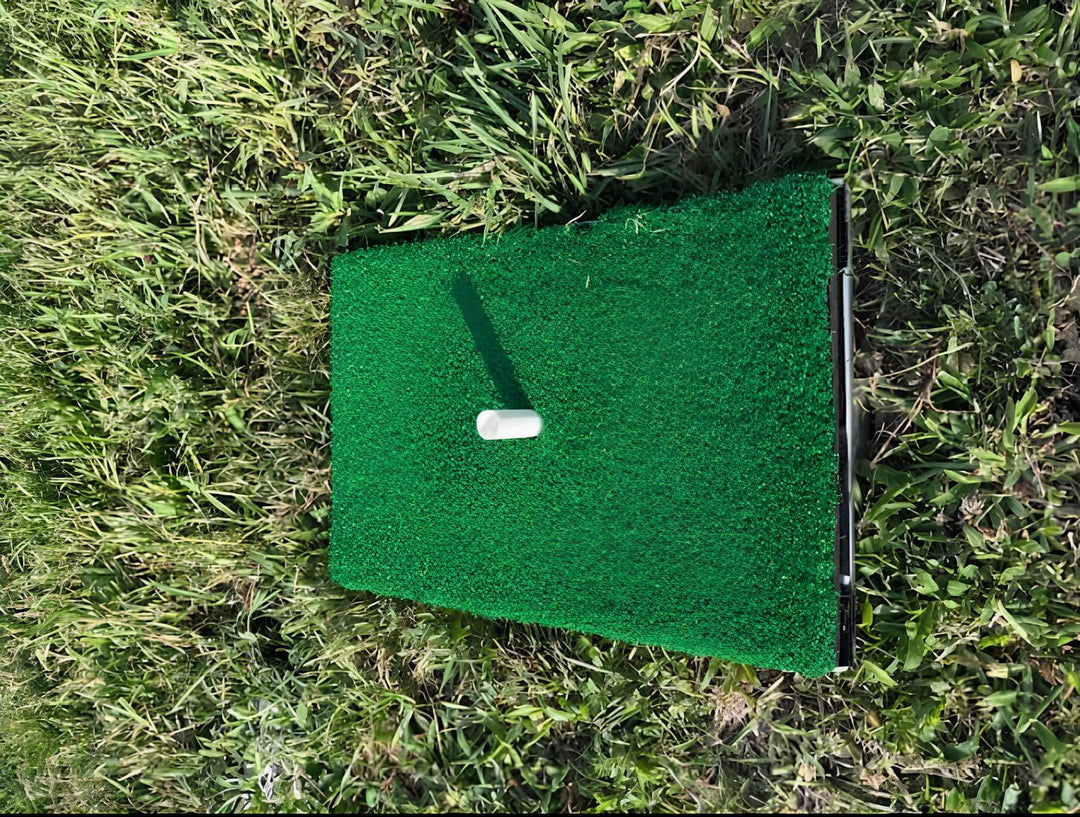 Golf Schlagmatte – Schwungpfad-Erkennung, 35x24 cm AL-Basis mit 7cm Erdspiesse – Golf Trainingsmatte