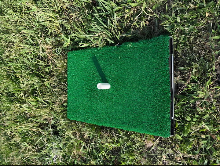 Golf Schlagmatte – Schwungpfad-Erkennung, 35x24 cm AL-Basis mit 7cm Erdspiesse – Golf Trainingsmatte