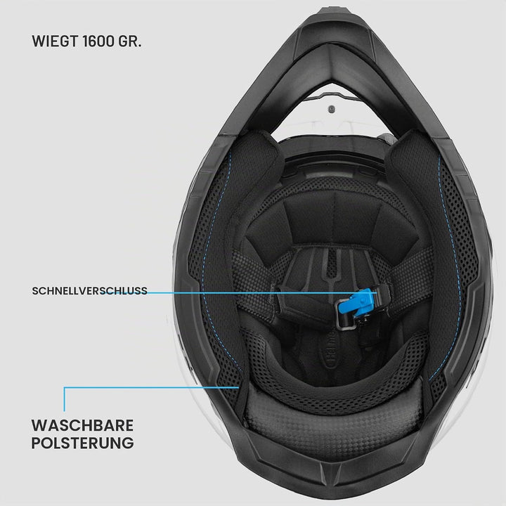 Westt Motocross Fullface MTB Helm Motorradhelm Herren Damen mit Doppelvisier Integralhelm Cross Moto