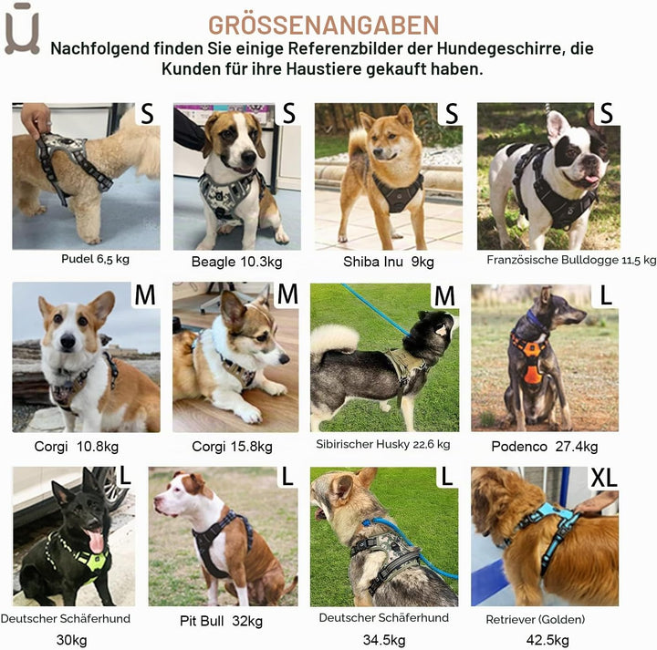 Hundegeschirr, No-Pull Hundegeschirr, Brustgeschirr für kleine, Grosse, mittelgrosse Hunde, Weich At