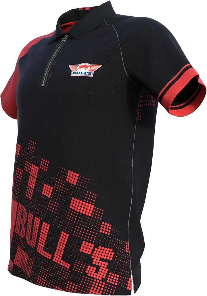 Das Schlichte Schwarze Dart-Poloshirt von Bull | 100% Polyester | ist strapazierfähig und bequem, wä