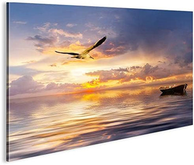 islandburner Bild Bilder auf Leinwand Möwe Nordsee Altes Fischerboot 1p XXL Poster Leinwandbild Wand