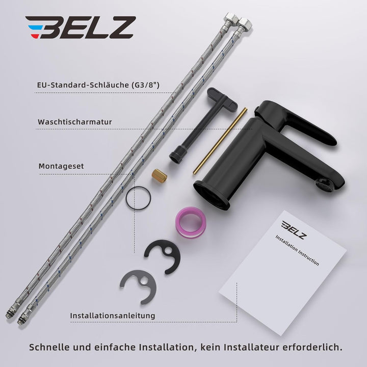 BELZ Wasserhahn Bad, Einhebel-badarmatur, Armatur Badezimmer, Mischbatterie Bad, Höhe 85 mm, Energie