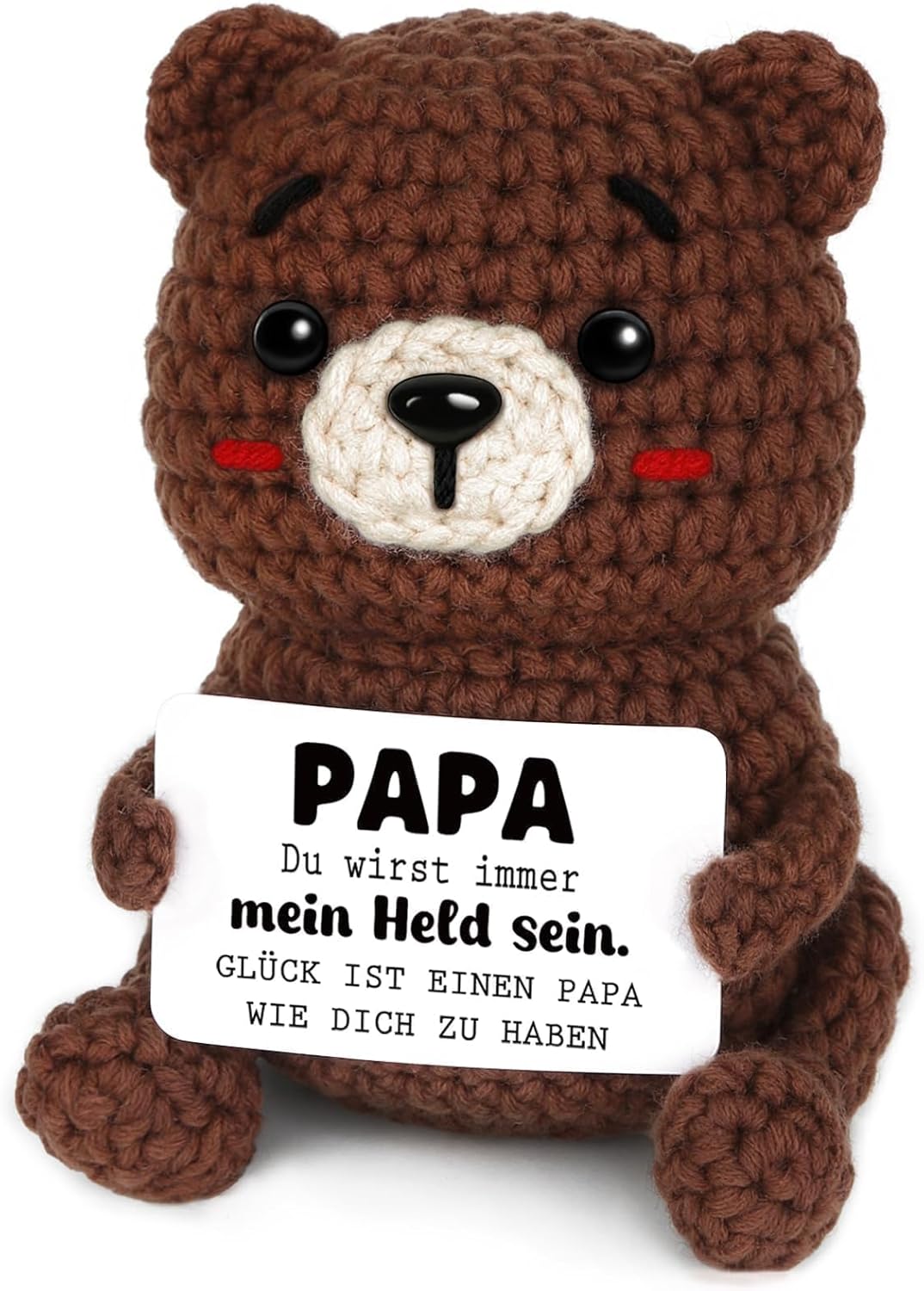 Positive Bär Geschenke für Papa, Handgehäkelter Bär Figuren, Bester Papa Geschenke zum Geburtstag Va