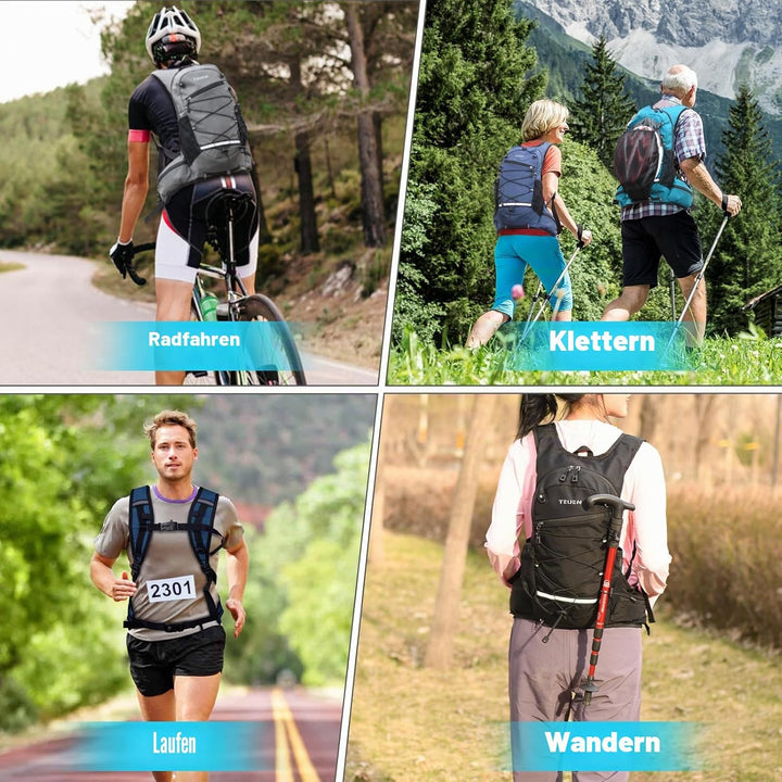 Trinkrucksack mit Trinkblase 2L Klein Laufrucksack Joggen für Damen Herren, Leichter Laufen Rucksack